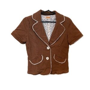 Brown Short Sleeve Women's Jacket
